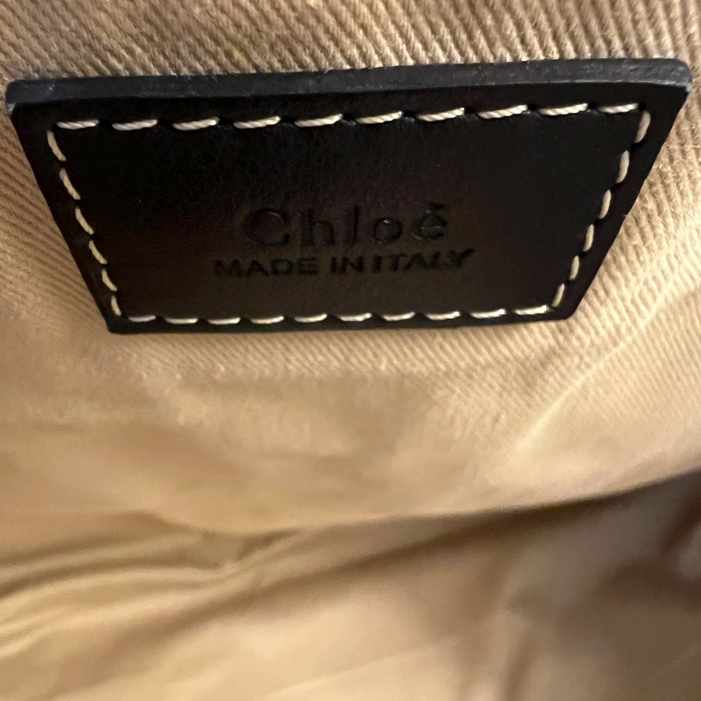 Authentic CHLOÉ Beige and Navy/black Leather Trim Canvas Tote Bag - Picture 10 of 17